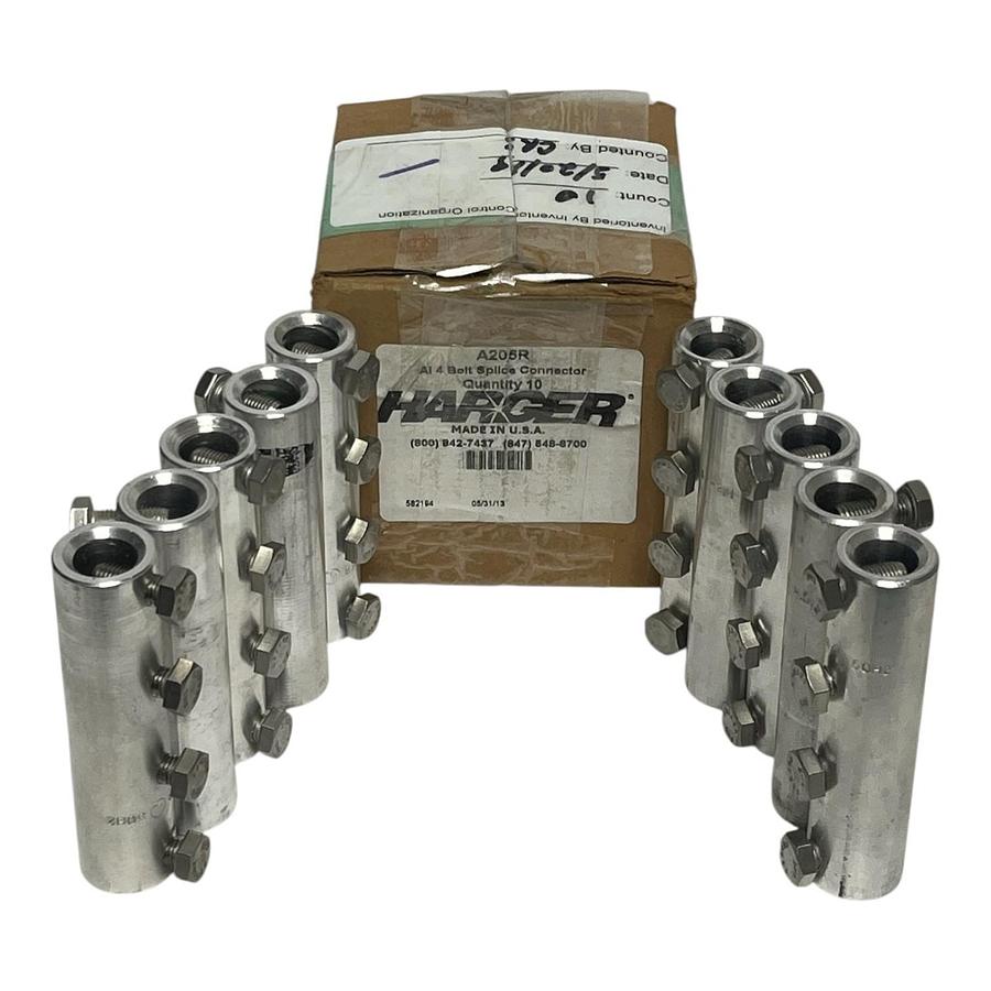 Harger A205R Aluminum 4-Bolt Splice Connector Lot of 10 , New Surplus