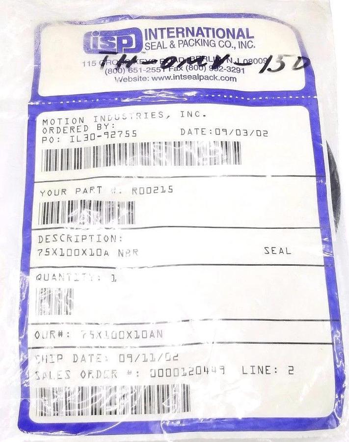 Used NEW ISP INTERNATIONAL 75X100X10 OIL SEAL 75X100X10A NBR