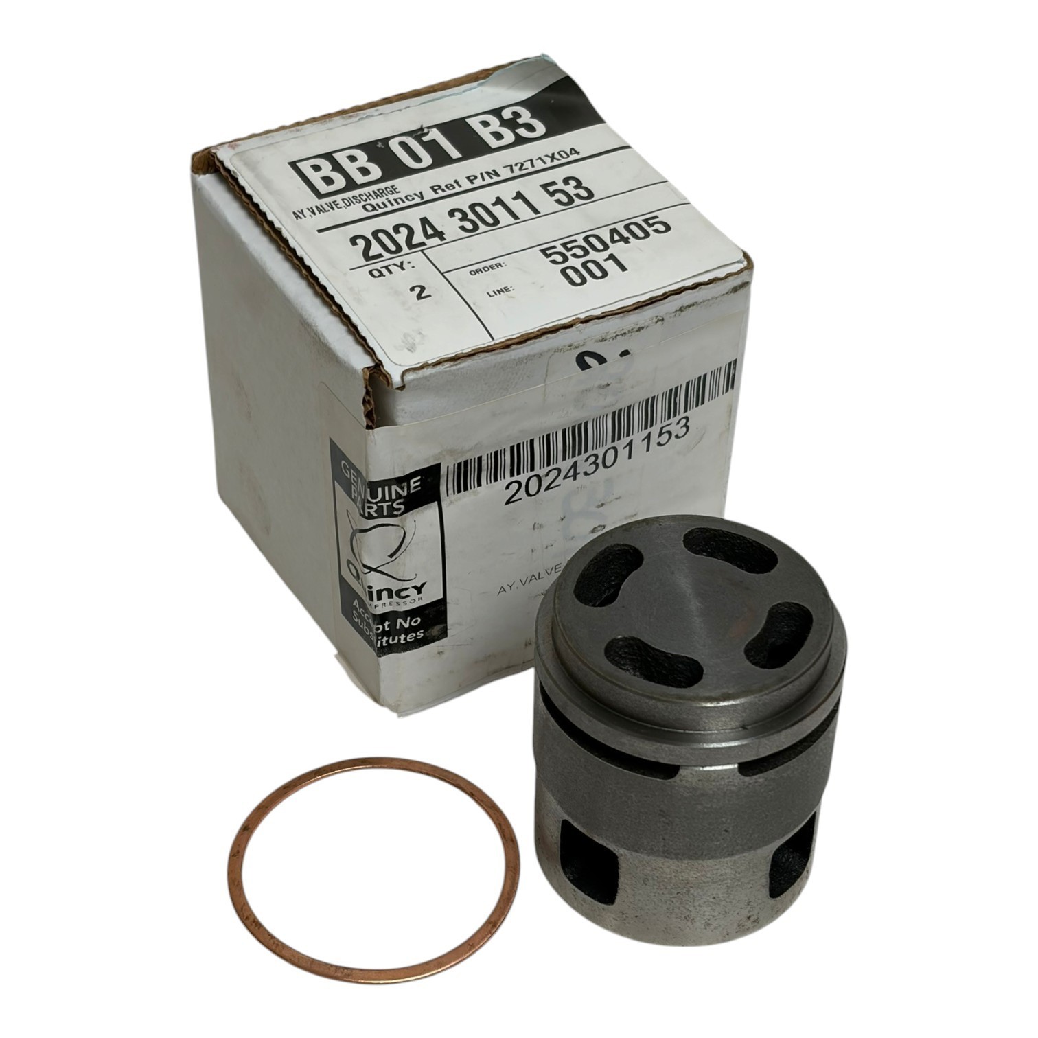 Used Quincy 7271X04 Compressor Discharge Valve Assembly New In Box 2024301153