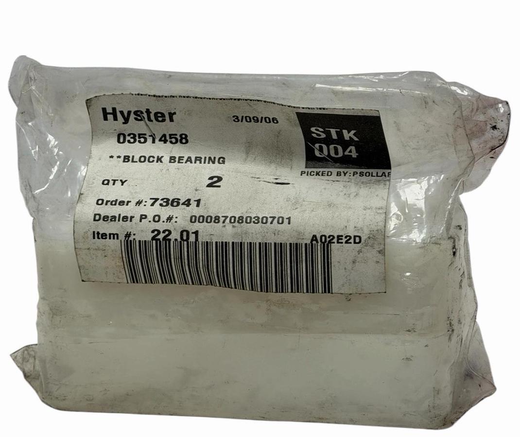 Used LOT OF 2 NEW HYSTER 0351458 BLOCK BEARINGS