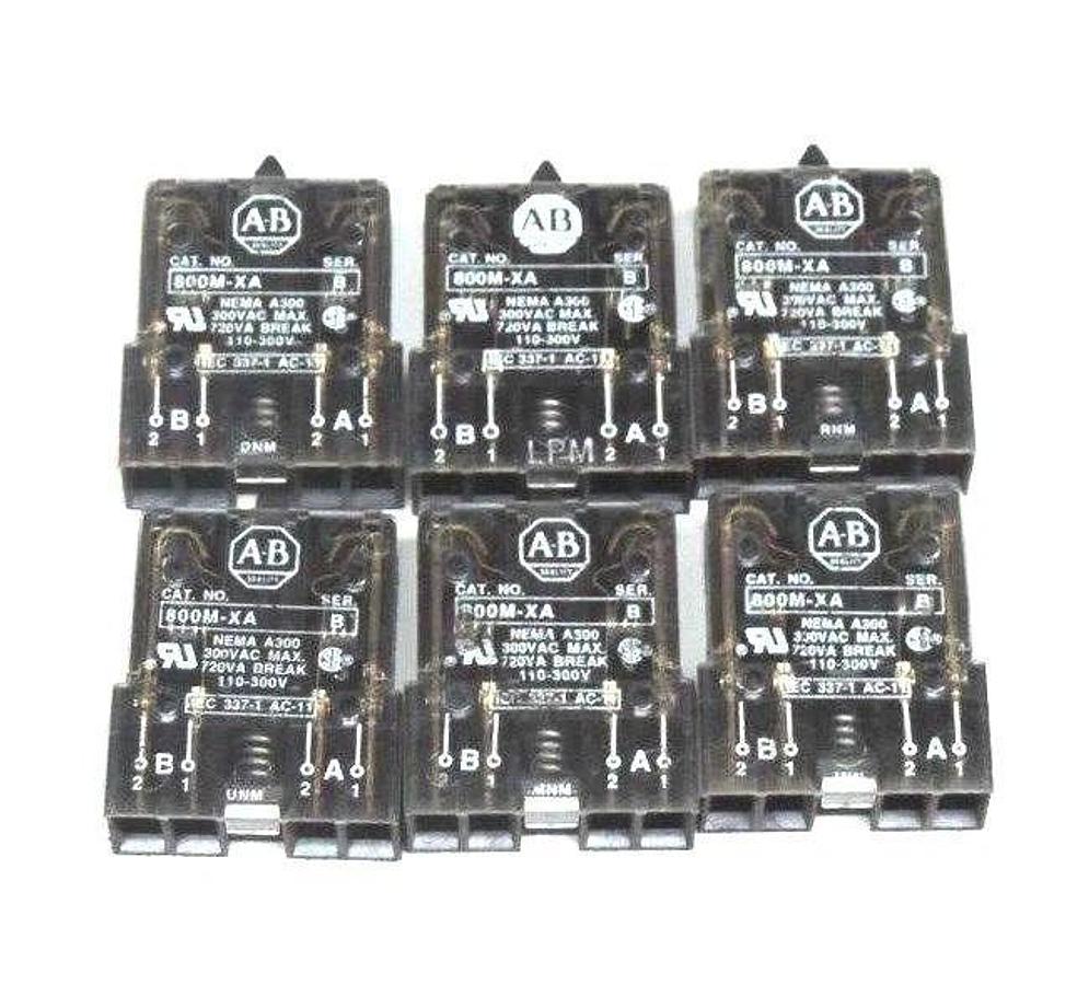 Used LOT OF 6 ALLEN BRADLEY 800M-XA CONTACT BLOCKS SER B 800MXA