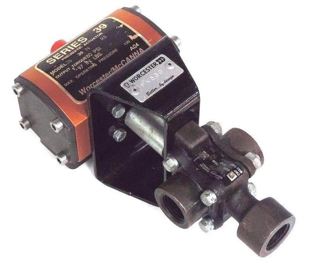 Used SERIES 39 PNUMATIC ACTUATOR MODEL 39 120PSI MAX W/ FLOWSERVE 1/2D4446TSE VALVE
