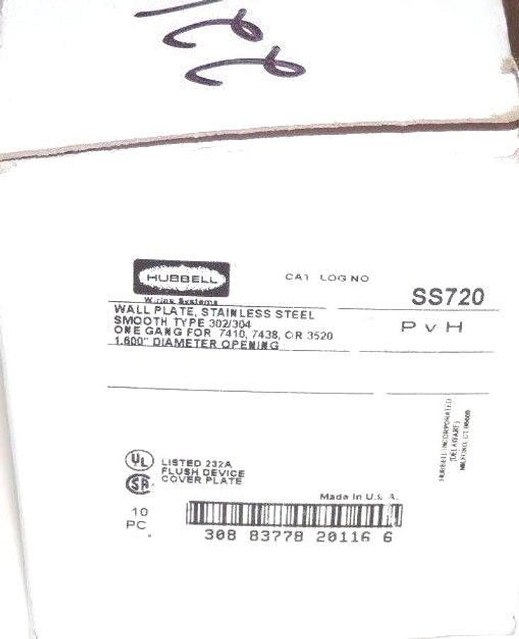 Used LOT OF 25 NEW HUBBELL SS720 STAINLESS STEEL ONE-GANG 1.6" DIAMETER WALL PLATES