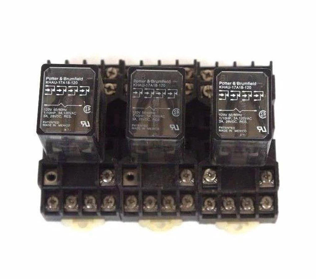 Used LOT OF 3 CUSTOM CONNECTOR MT14-PC SOCKET RELAYS W/ KHAU-17A18-120 REALYS