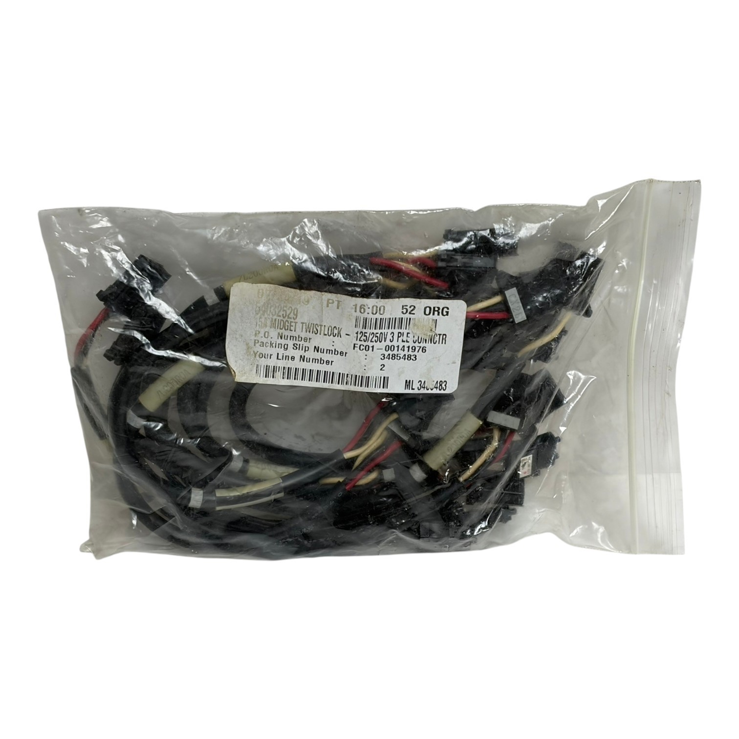 Used Hubbell Midget Twist-Lock 15A 125/250V Wiring Harness & Fanuc Fiber Optic Cable