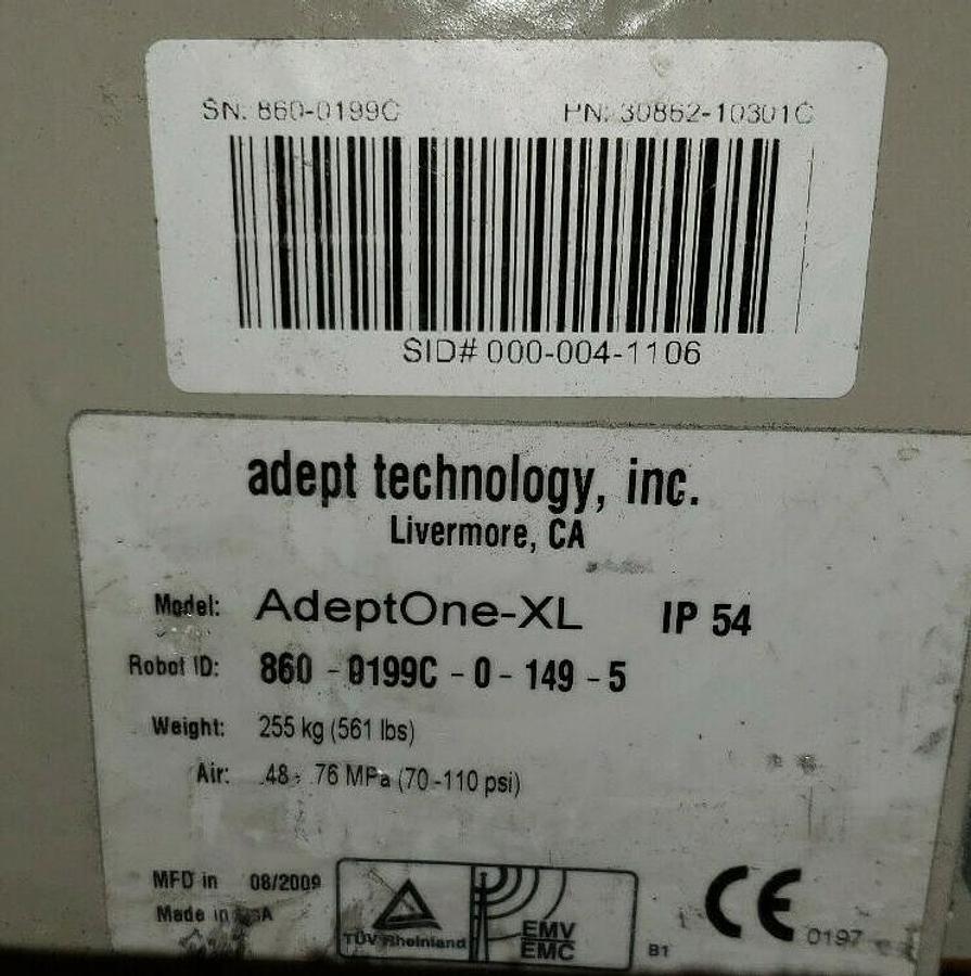 Used ADEPT TECHNOLOGY ADEPTONE-XL ROBOT 860-0199C-0-149-5, 30862-10301, 308062-10301C