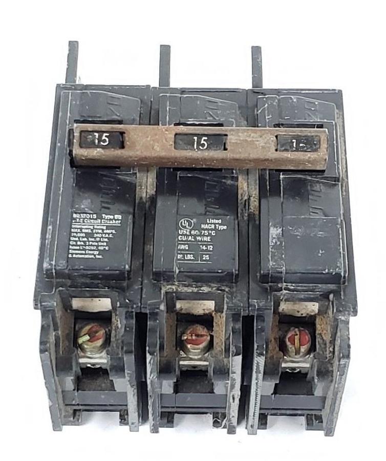 Used ITE SIEMENS BQ3B015 CIRCUIT BREAKER 15A 3 POLE HACR 240V BQ