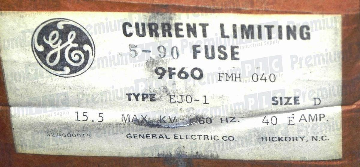 Used GENERAL ELECTRIC 9F60FMH040 40A CURRENT LIMITING 5-90 FUSE A155F1D0R0-40E NIB