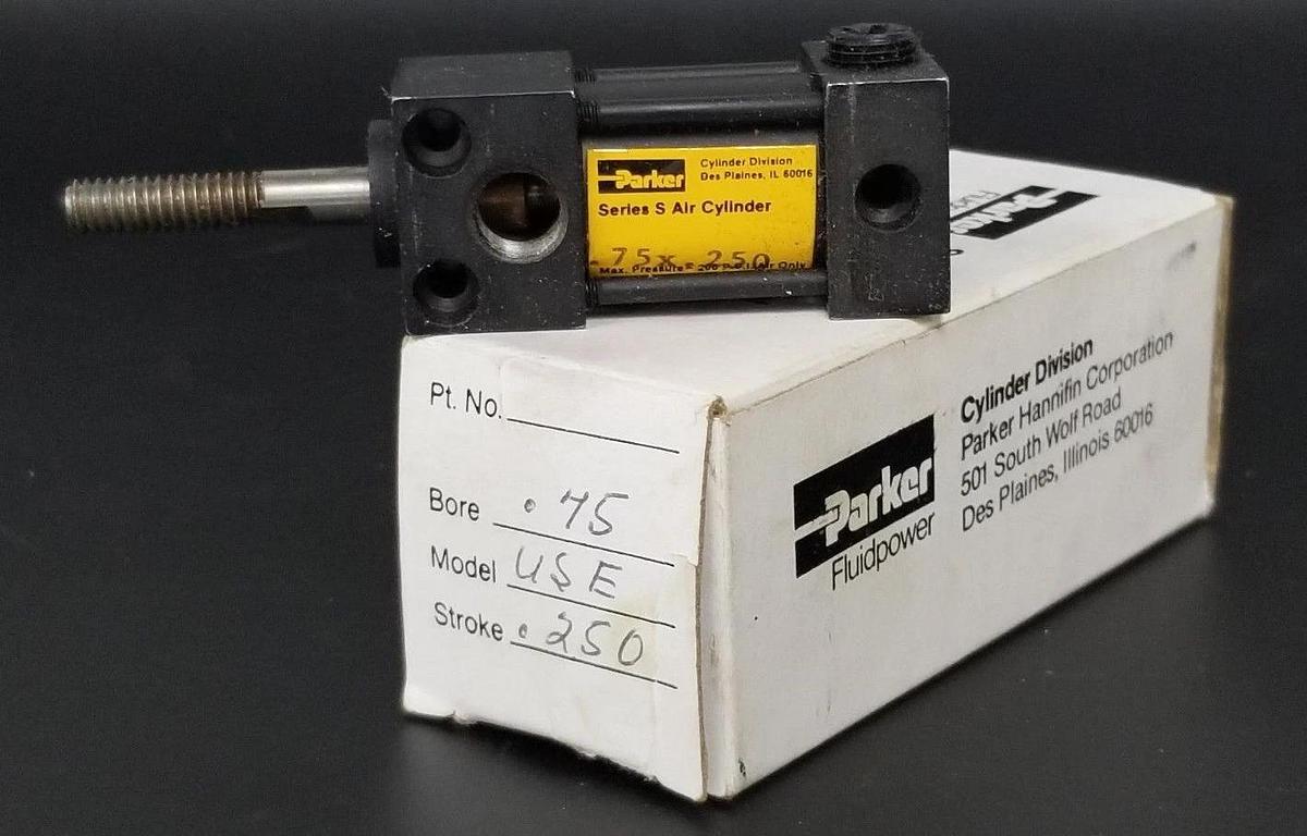 Used NIB PARKER USE SERIES S AIR CYLINDER 0.75" BORE X 0.250" STROKE, 200PSI
