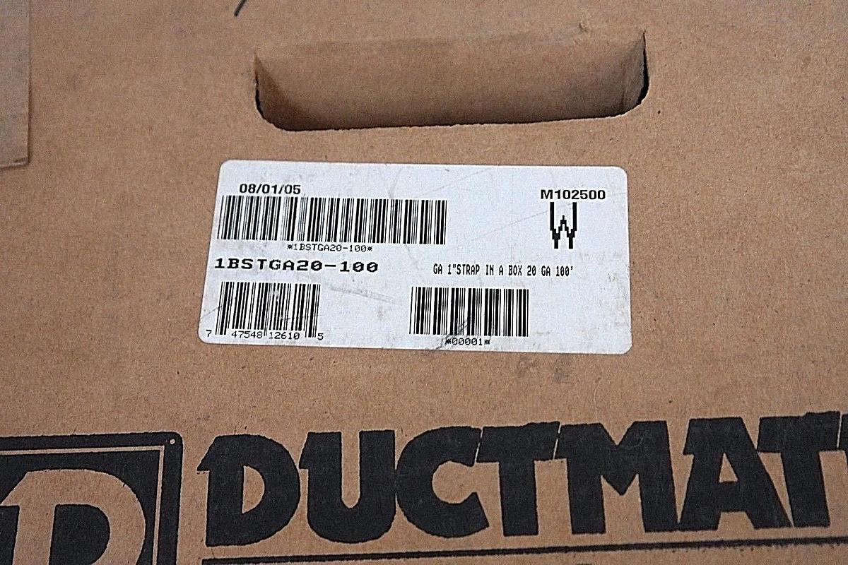 Used NIB DUCTMATE 1BSTGA20-100 HANGER STRAP GA 1" STRAP IN A BOX 20 GA 100" M102500