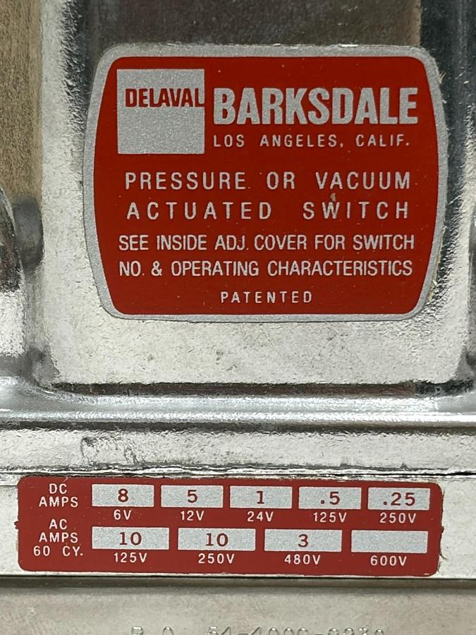Used Barksdale DeLaval D1H-M18 Pressure Switch .4-18 PSI 60 PSI Proof Boxed New