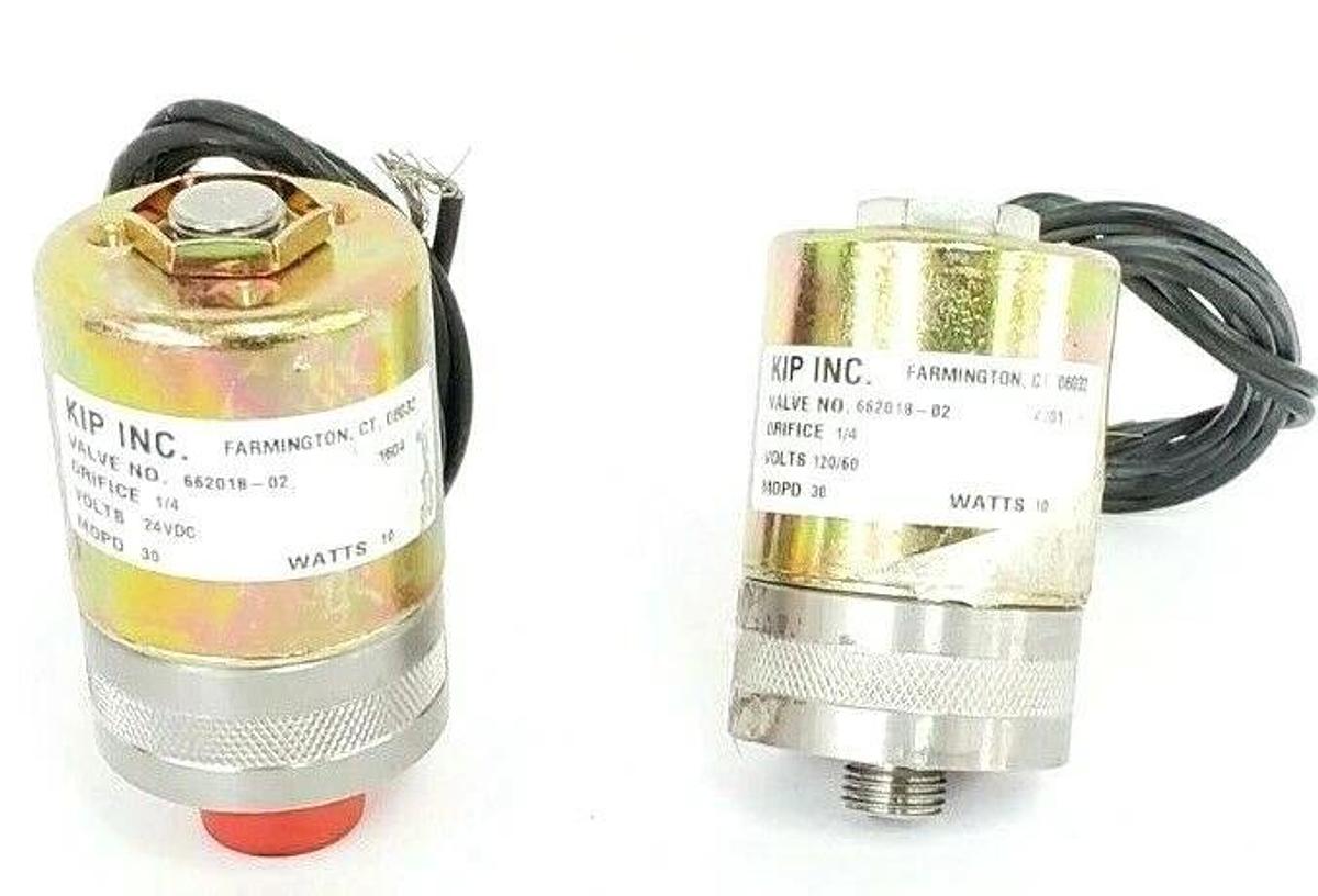 LOT OF 2 NEW KIP INC. 662018-02 SOLENOID VALVES ORIFICE: 1/4'' VOLTS 120/60