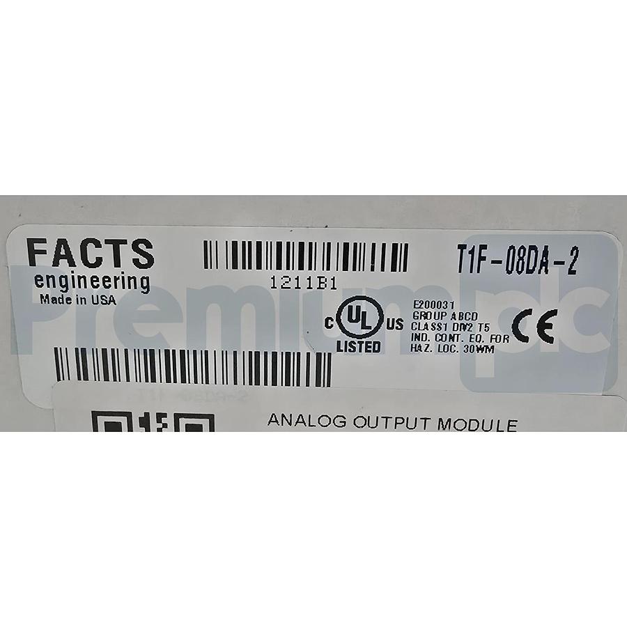 FACTS ENGINEERING T1F-08DA-2 TERMINATOR 8-CH ANALOG OUTPUT MODULE 24VDC NSMP