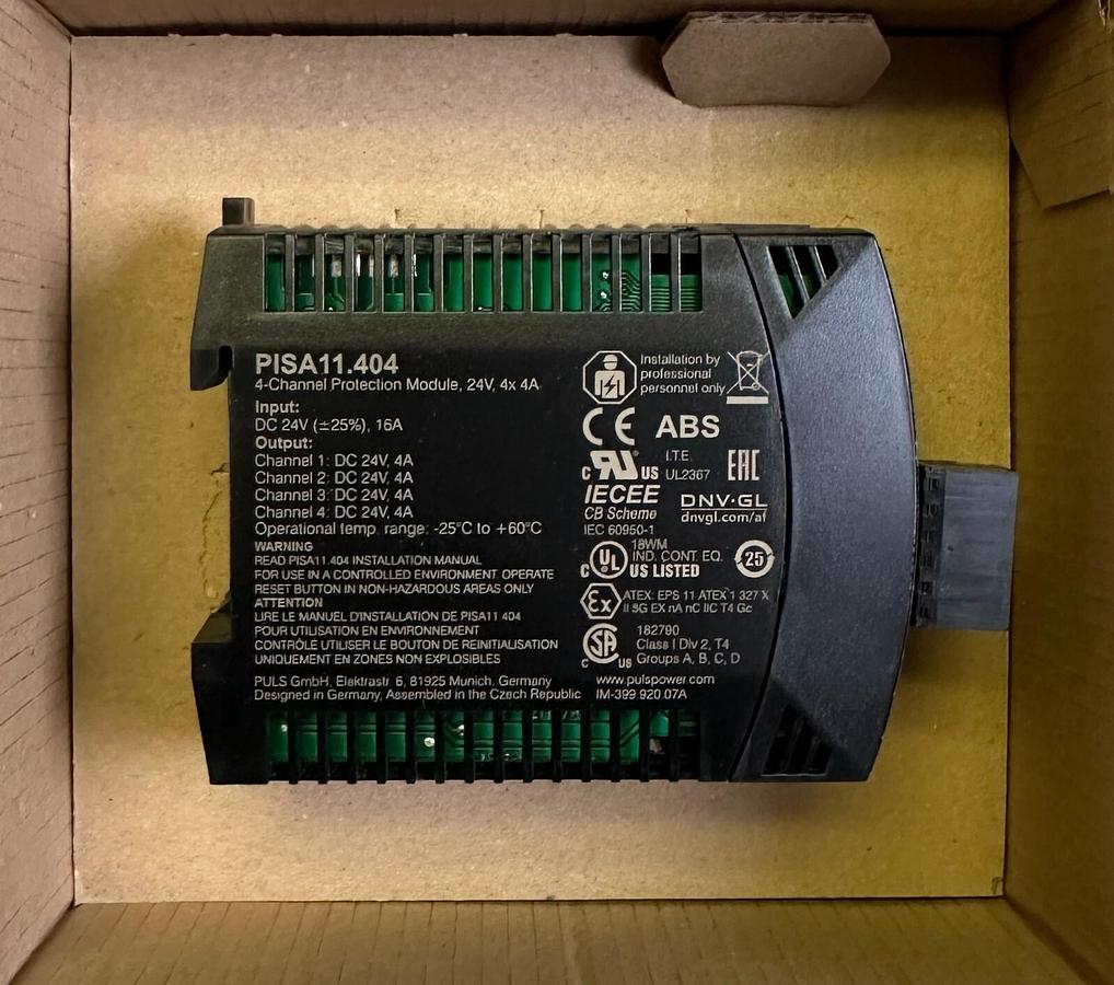 Used NEW PULS PISA11.404 / PISA11404 4-CHNL ELECTRONIC PROTECTION MODULE 24Vdc 4A