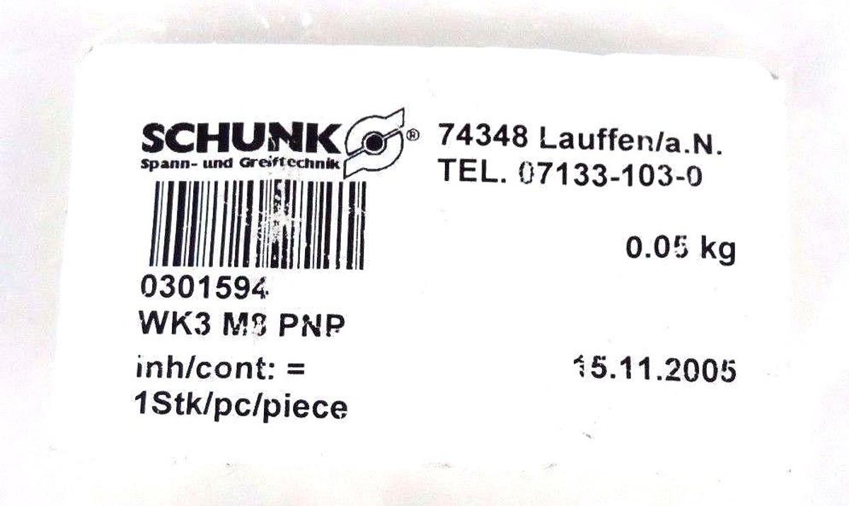 Used SCHUNK WK3 M8 PNP SENSOR 0301594 WK3M8PNP NEW