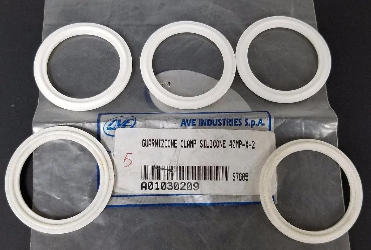 LOT OF 5 NEW AVE INDUSTRIES GUARNIZIONE CLAMPS SILICONE 40MP-X-2