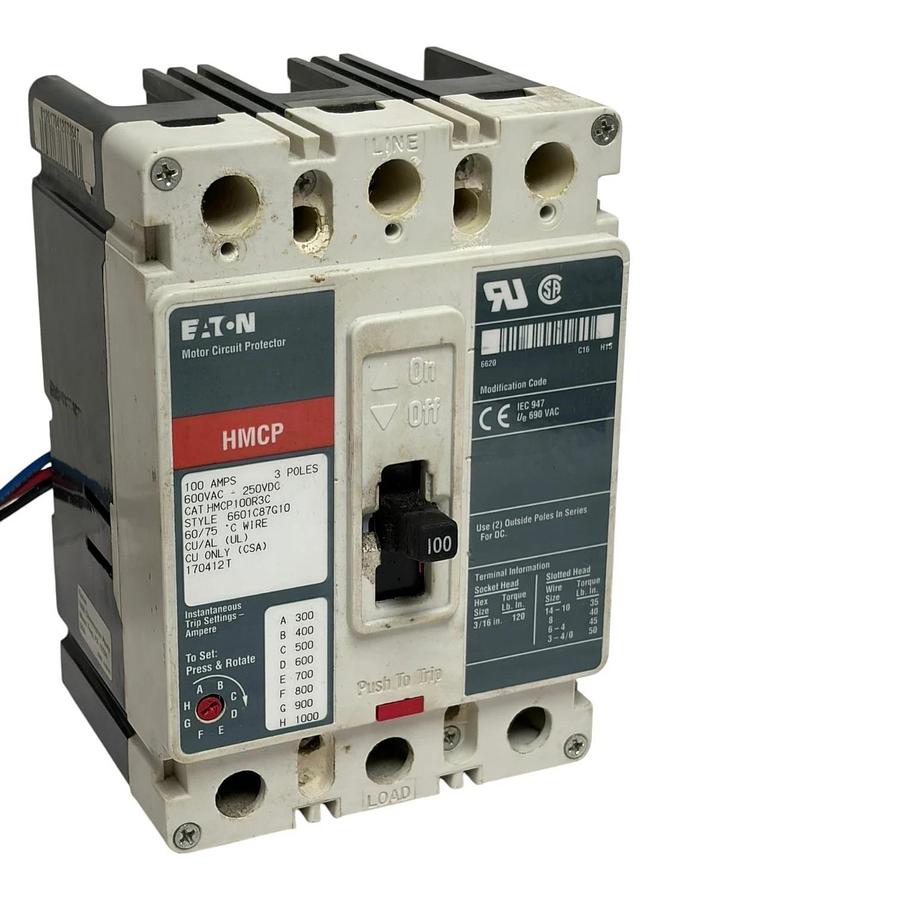Used Eaton HMCP100R3C Motor Circuit Protector 100A 3 Pole Breaker 6601C87G10