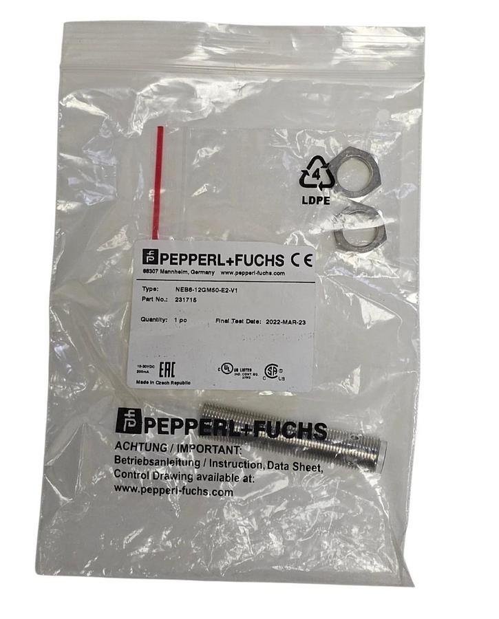 Used NEW PEPPERL+FUCHS NEB6-12GM50-E2-V1 PROXIMITY SENSOR P/N: 231715