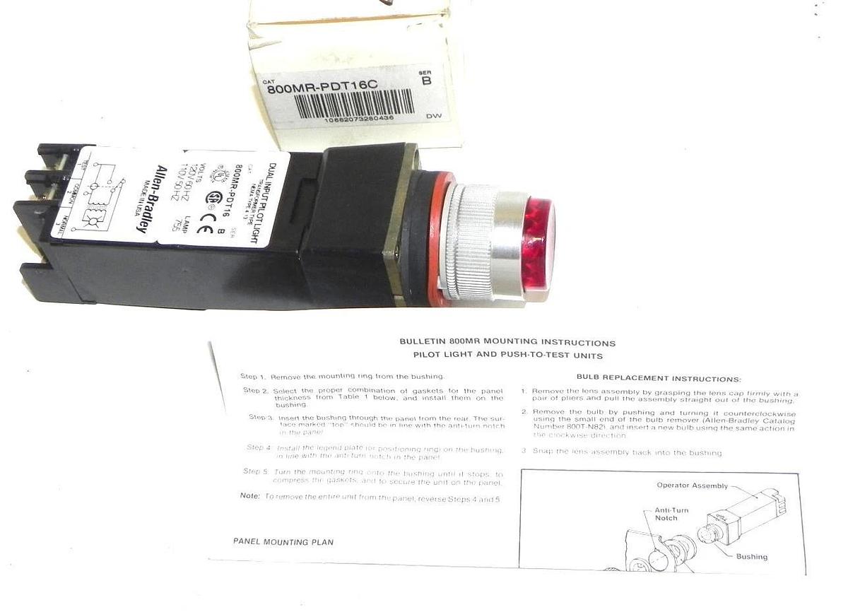Used NIB ALLEN BRADLEY 800MR-PDT16C DUAL INPUT XFMR 120V W/TERM COVER SER. B
