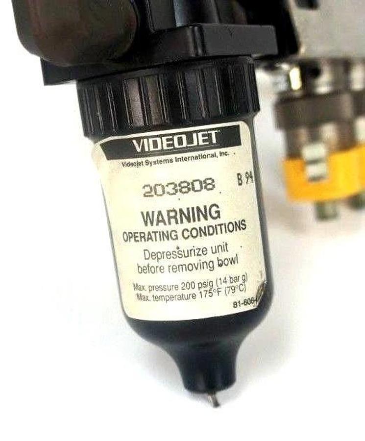 Used VIDEOJET 203808 FILTER ASSEMBLY FOR INKJET 200PSIG MAX PRESSURE 1/4" NPT