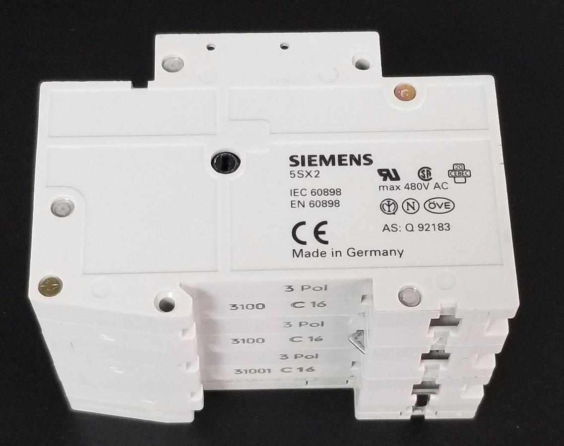 Used SIEMENS 5SX23 C16 CIRCUIT BREAKER 480V AC MAX 5SX2