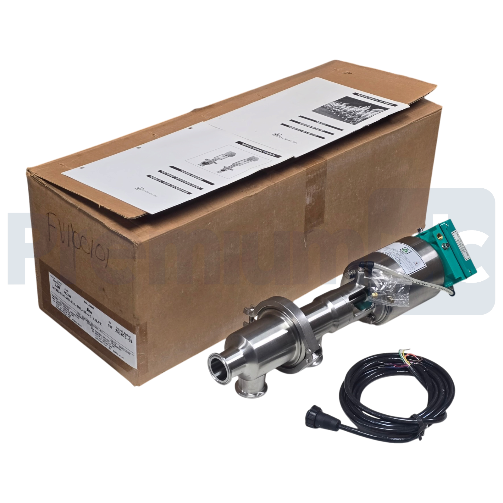 Used Tri-Clover 761TR 1-1/2" Sanitary Valve 316L SS 761TR-21M-29S-11/2-316L-34-4-3