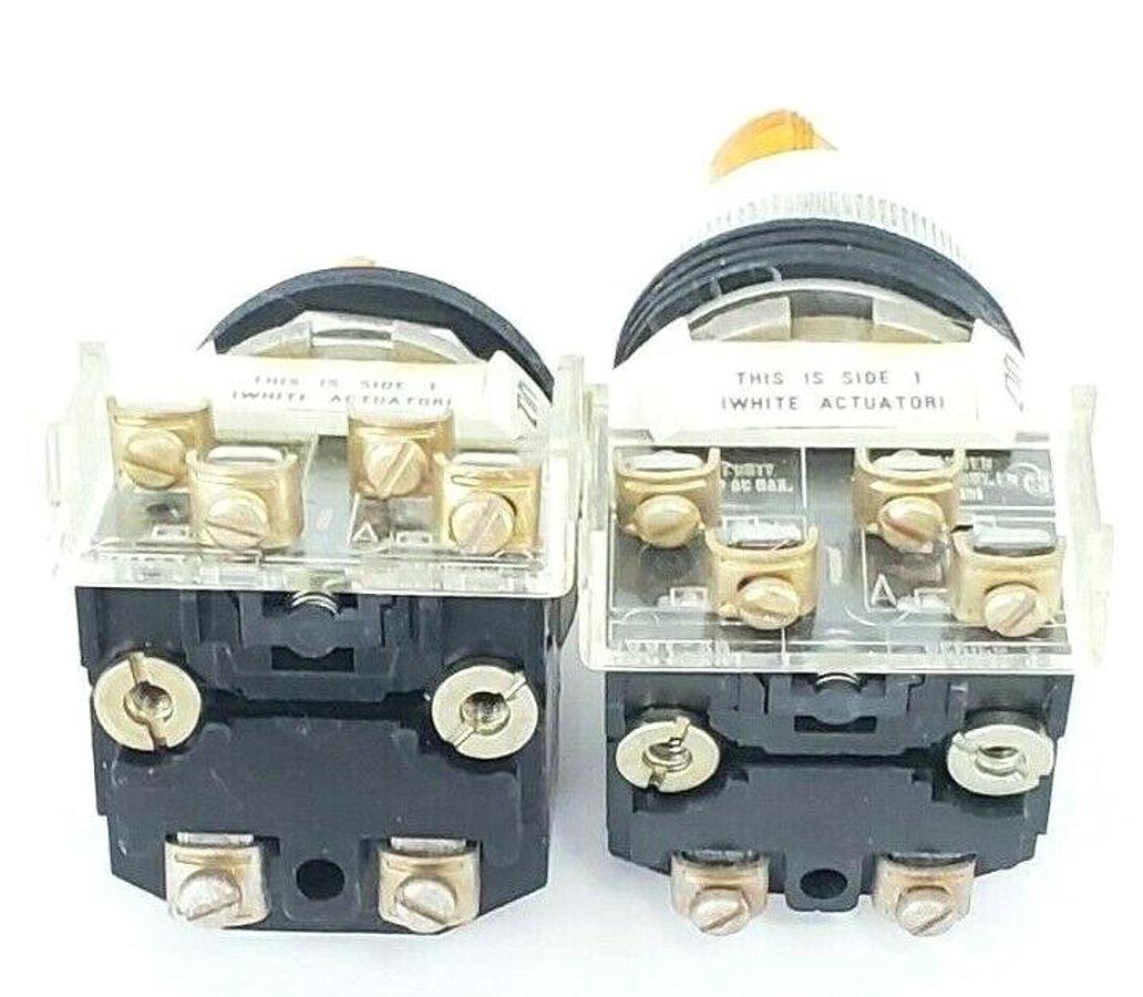 Used (2) ALLEN BRADLEY 800T-16HX2KB6 SELECTOR SWITCH AMBER SER. N W/ 800T-XA SER. C