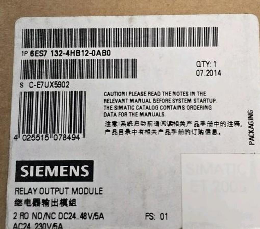 Used NEW SIEMENS 6ES7132-4HB12-0AB0 RELAY OUTPUT MODULES 6ES71324HB120AB0 (5/PACK)