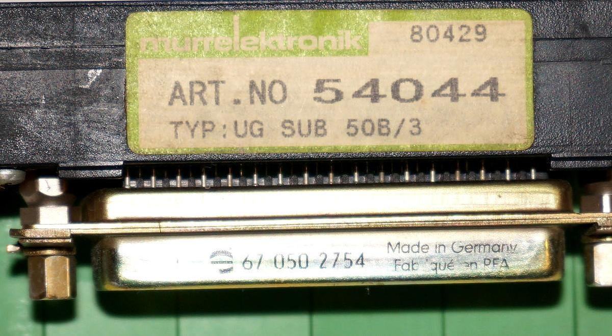 Used MURR ELEKTRONIK UG-SUB-50B/3 SIGNAL TRANSFER CONNECTOR ART. NO: 54044