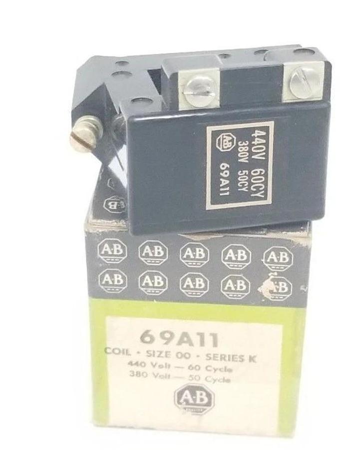Used NIB ALLEN BRADLEY 69A11 COIL SIZE 00 SER. K, 440V-60 CYCLE, 380V-50 CYCLE