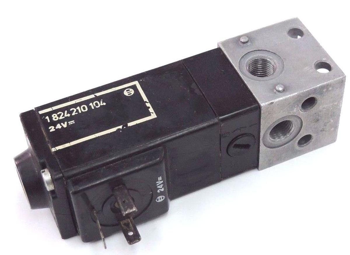 Used BOSCH 1824210104 SOLENOID VALVE COIL 24V W/ 1825503023 CONNECTION PLATE