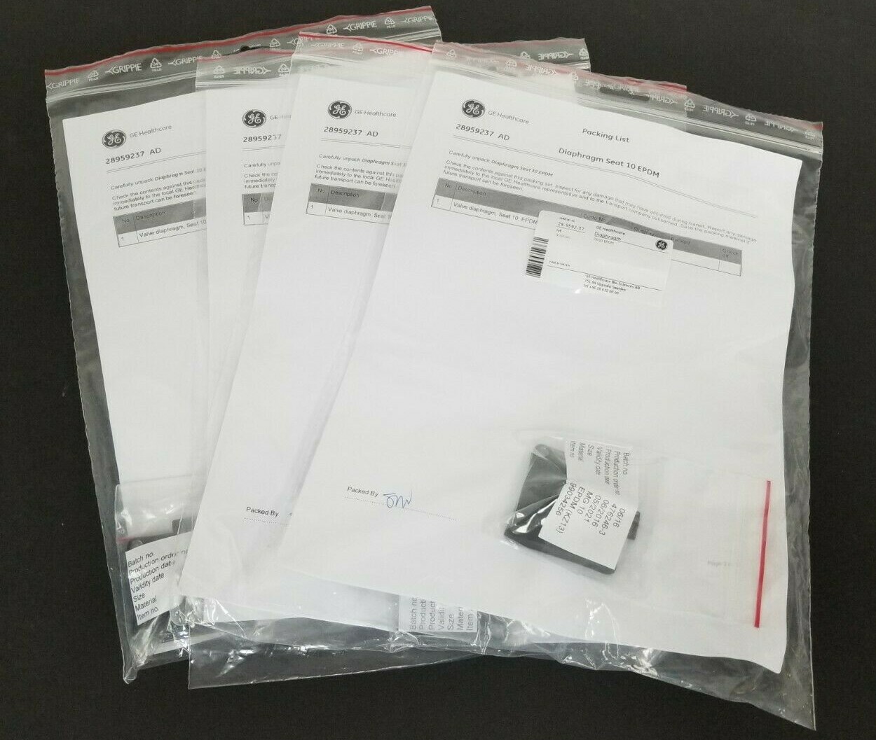 LOT OF 4 NEW GE HEALTHCARE 28-9592-37 VALVE DIAPHRAGMS DN10 EPDM 28959237 AD