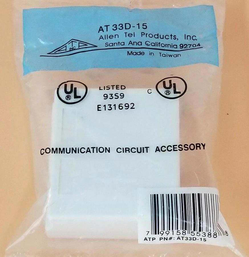 Used NEW IN BAG ALLEN TEL PRODUCTS AT33D-15 COMMUNICATION CIRCUIT ACCESSORY 93S9
