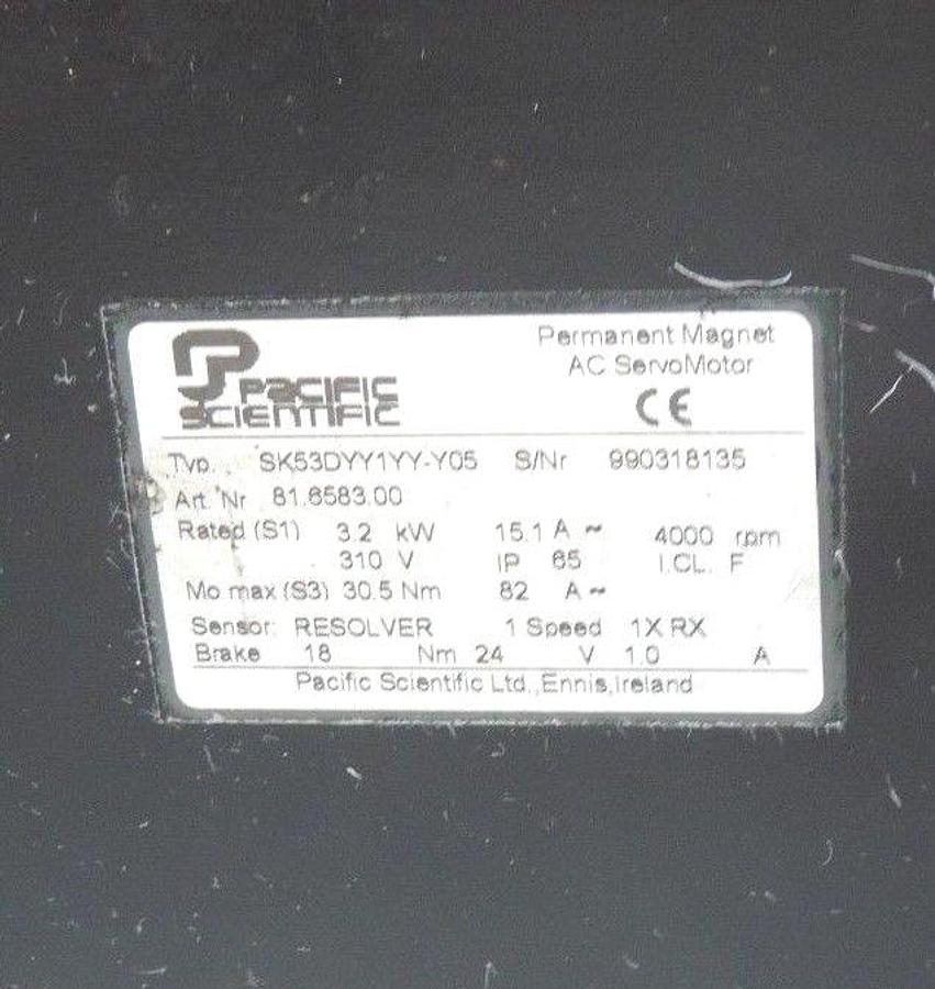 Used PACIFIC SCIENTIFIC SK53DYY1YY-Y05 AC SERVO MOTOR ART. NO. 81.6583.00