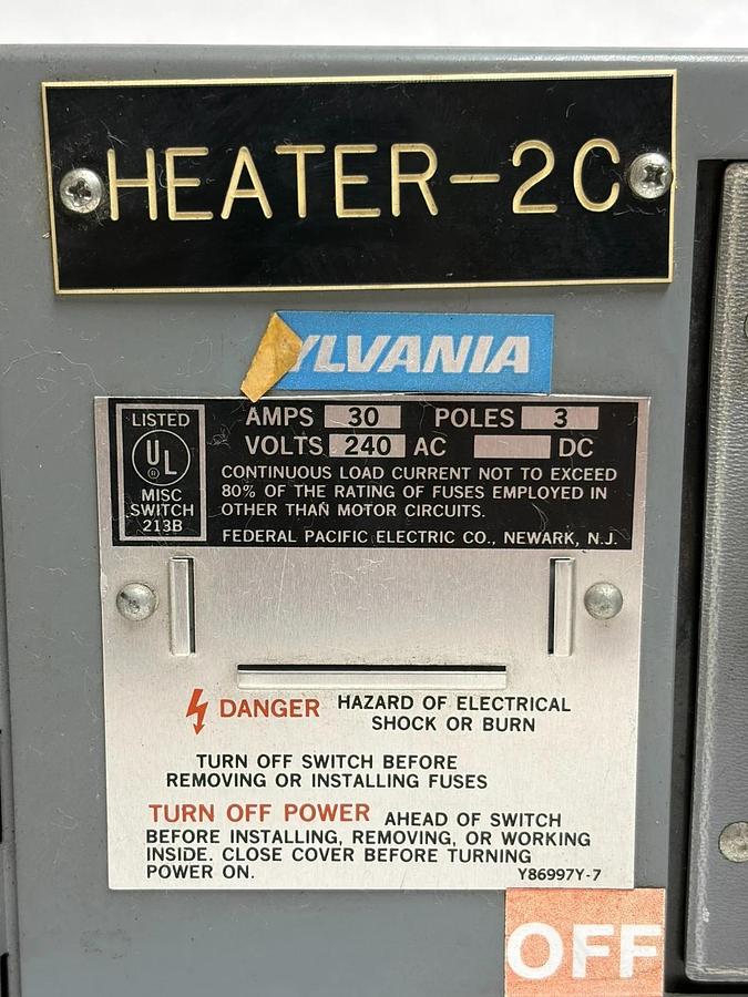 Used Sylvania FPE QMQB Busway Plug Disconnect Switch 30A 240V 3P Dual 3322R