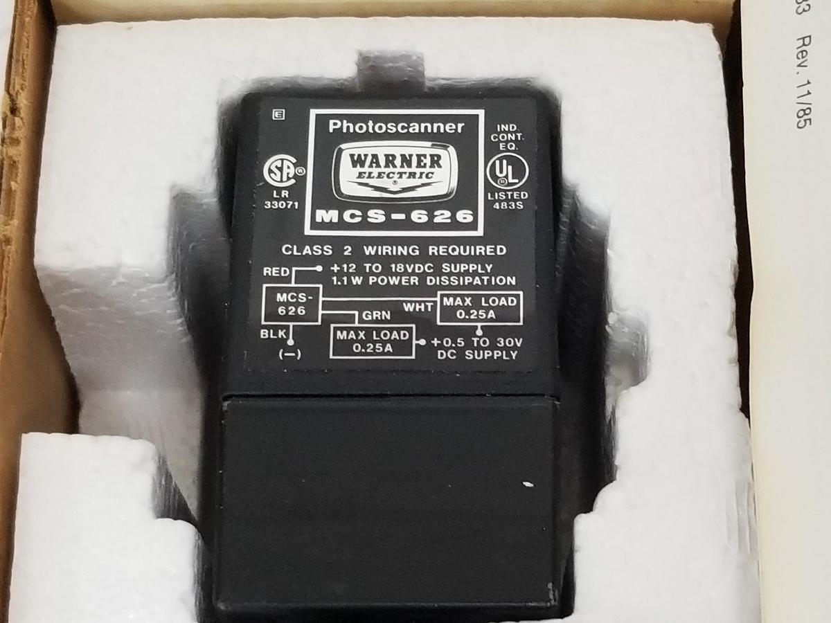 NIB WARNER ELECTRIC MCS-626 PHOTOELECTRIC DIFFUSE REFLECTIVE P/N: 7105-448-002