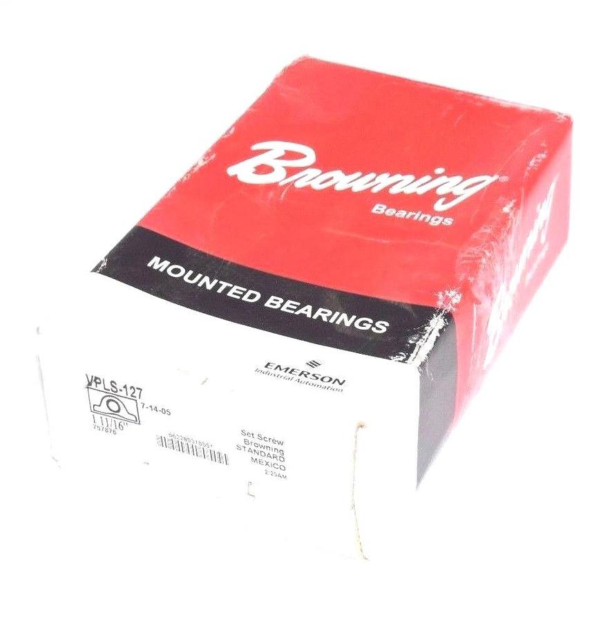 NIB BROWNING VPLS-127 PILLOW BLOCK BALL BEARING 1-11/16" SET SCREW VPLS127