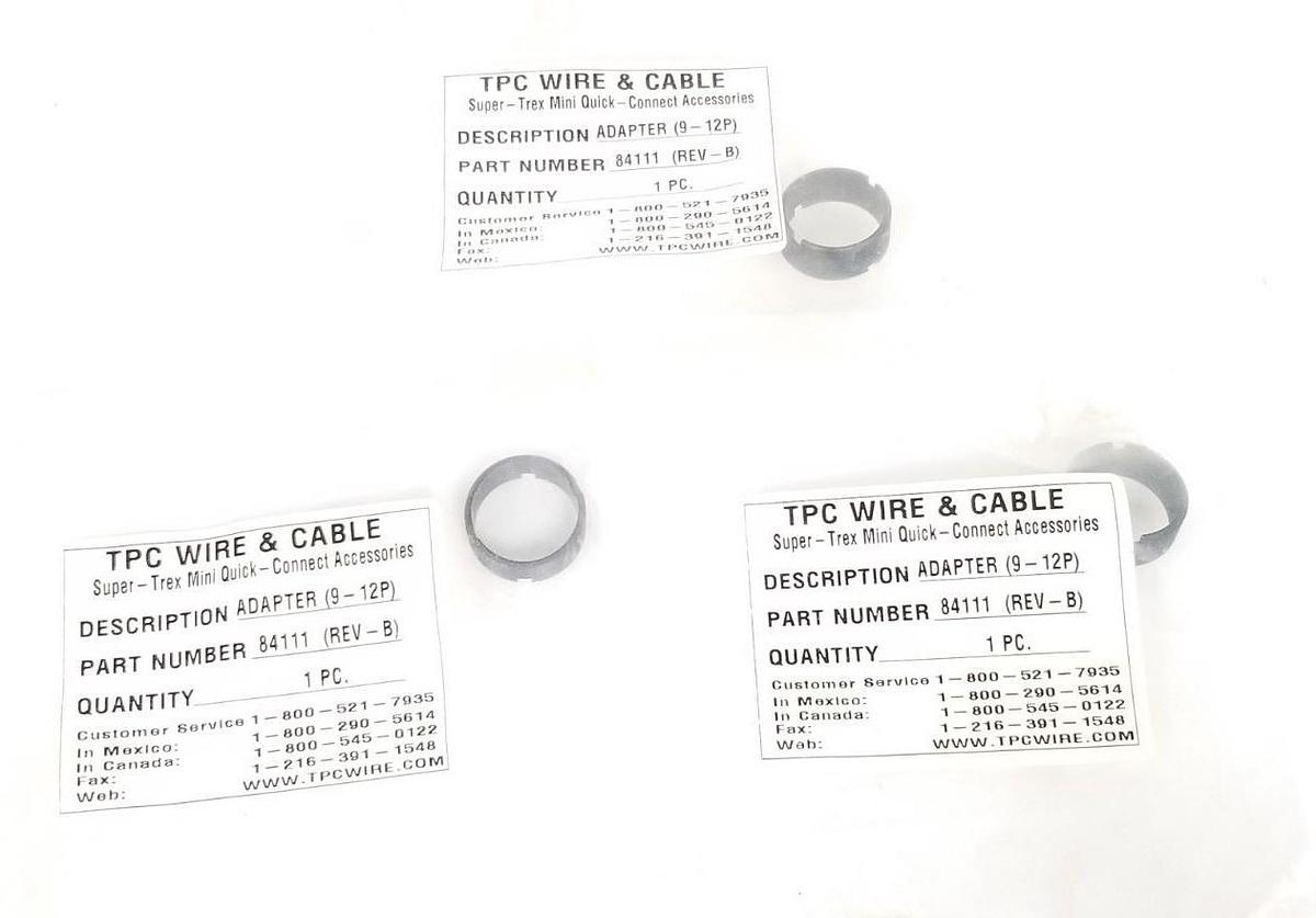 Used LOT OF 3 NEW TPC WIRE & CABLE 84111 (REV-B) ADAPTER (9-12P)