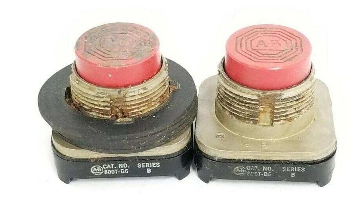 Used LOT OF 2 ALLEN BRADLEY 800T-BA RED PUSH BUTTON SER. B