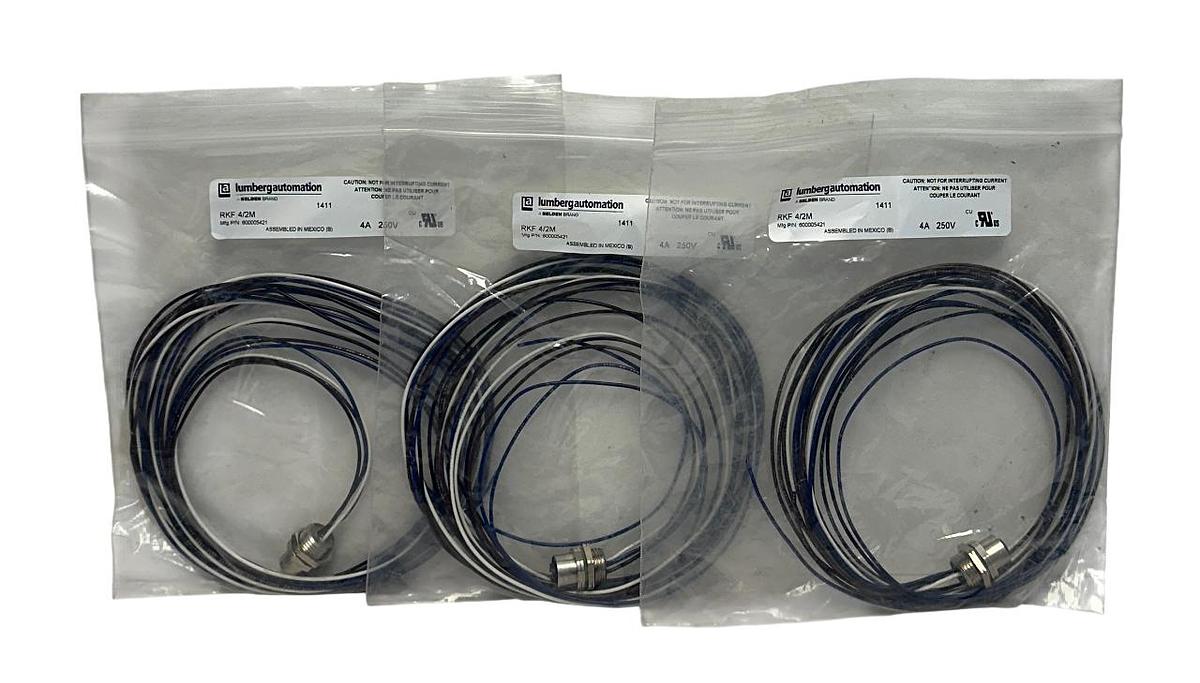 Used 3 LUMBERG AUTOMATION RKF 4/2M / 600005421 Sensor / Actuator Cables 4-Pin NSMP