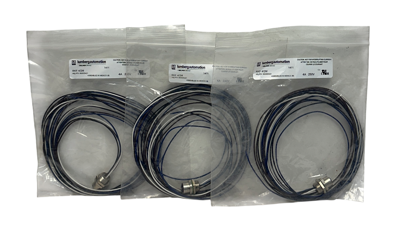 Used 3 LUMBERG AUTOMATION RKF 4/2M / 600005421 Sensor / Actuator Cables 4-Pin NSMP