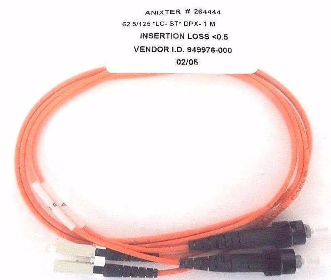 Used NEW ANIXTER 264444 FIBER OPTIC CABLE 62.5/125 LC-ST DPX-1M INSERTION LOSS 0.5