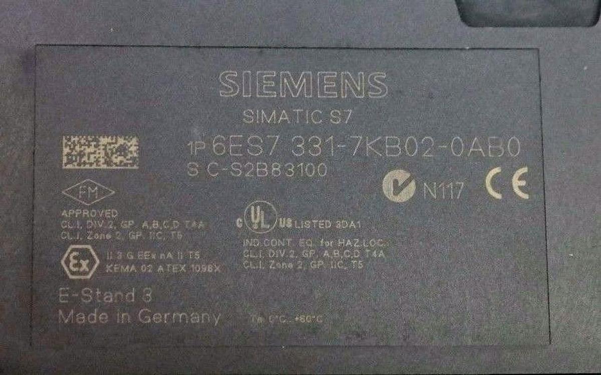 Used SIEMENS 6ES7 331-7KB02-0AB0 SIMATIC S7 INPUT ANALOG MODULE 2POINT, 20PIN