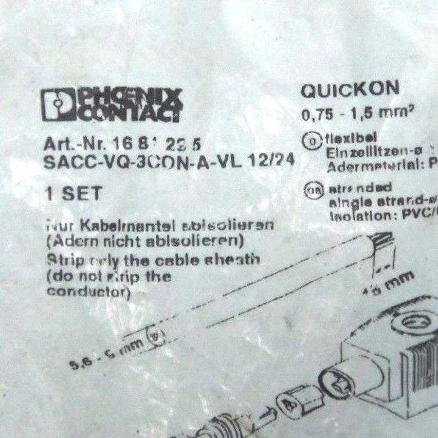 Used LOT OF 2 NIB PHOENIX CONTACT 1681295 ACTUATOR PLUGS SACC-BQ-3CON-A-VL 12/24