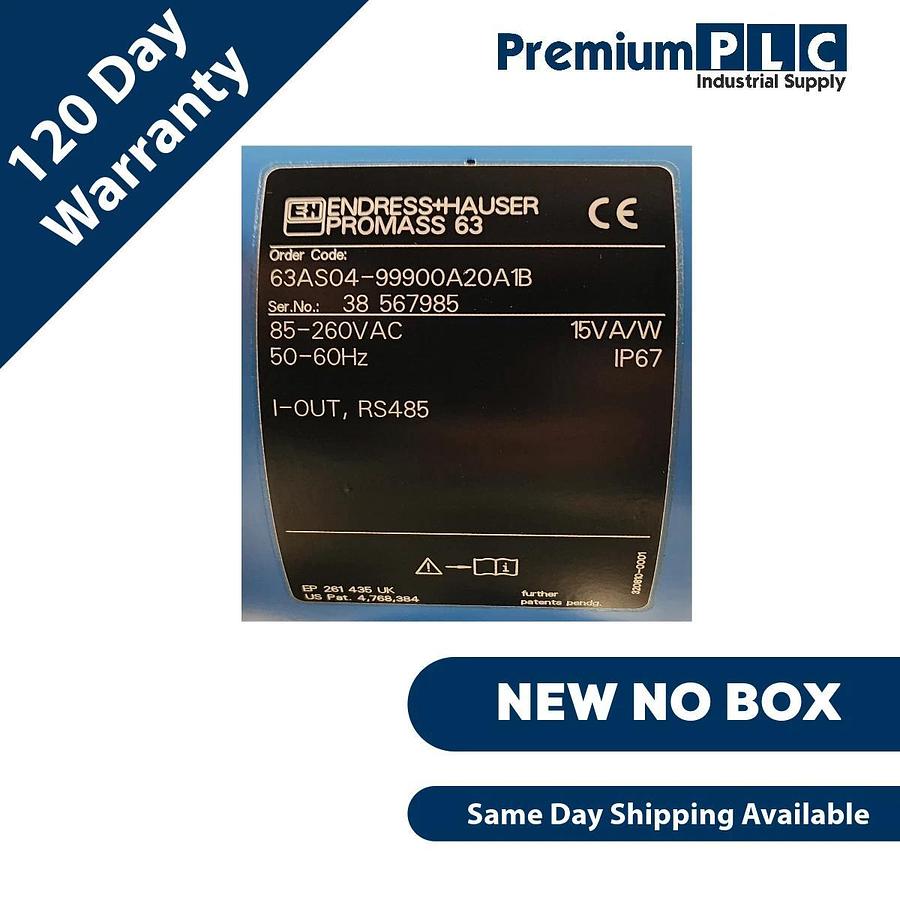 NEW ENDRESS+HAUSER PROMASS 63 A CORIOLIS MASS FLOWMETER 63AS04-99900A20A1B