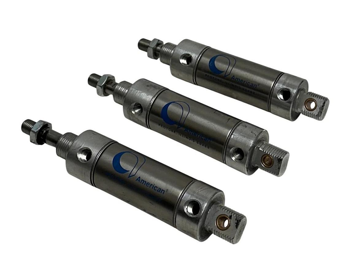 Used 3 AMERICAN 1250DVS-0.87-2-32 / 1250DVS087232 PNEUMATIC CYLINDERS SINGLE-ROD USNP