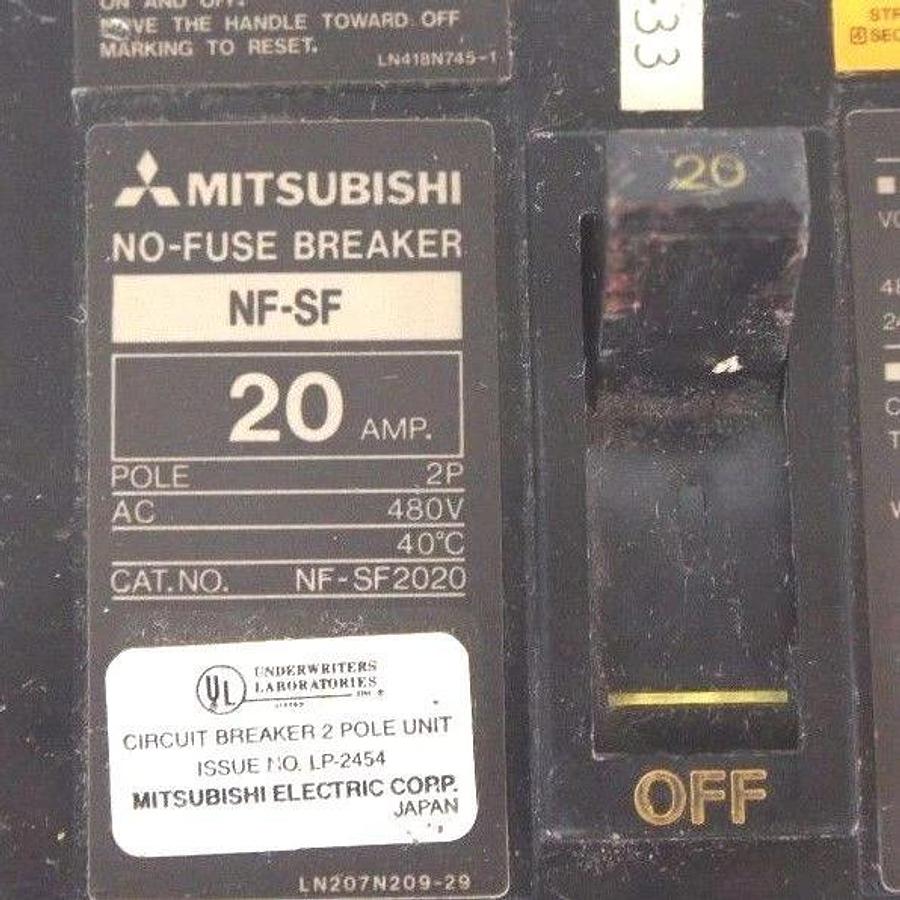 Used MITSUBISHI NF-SF2020 CIRCUIT BREAKER 20 AMP, 2P, 480V, NFSF2020