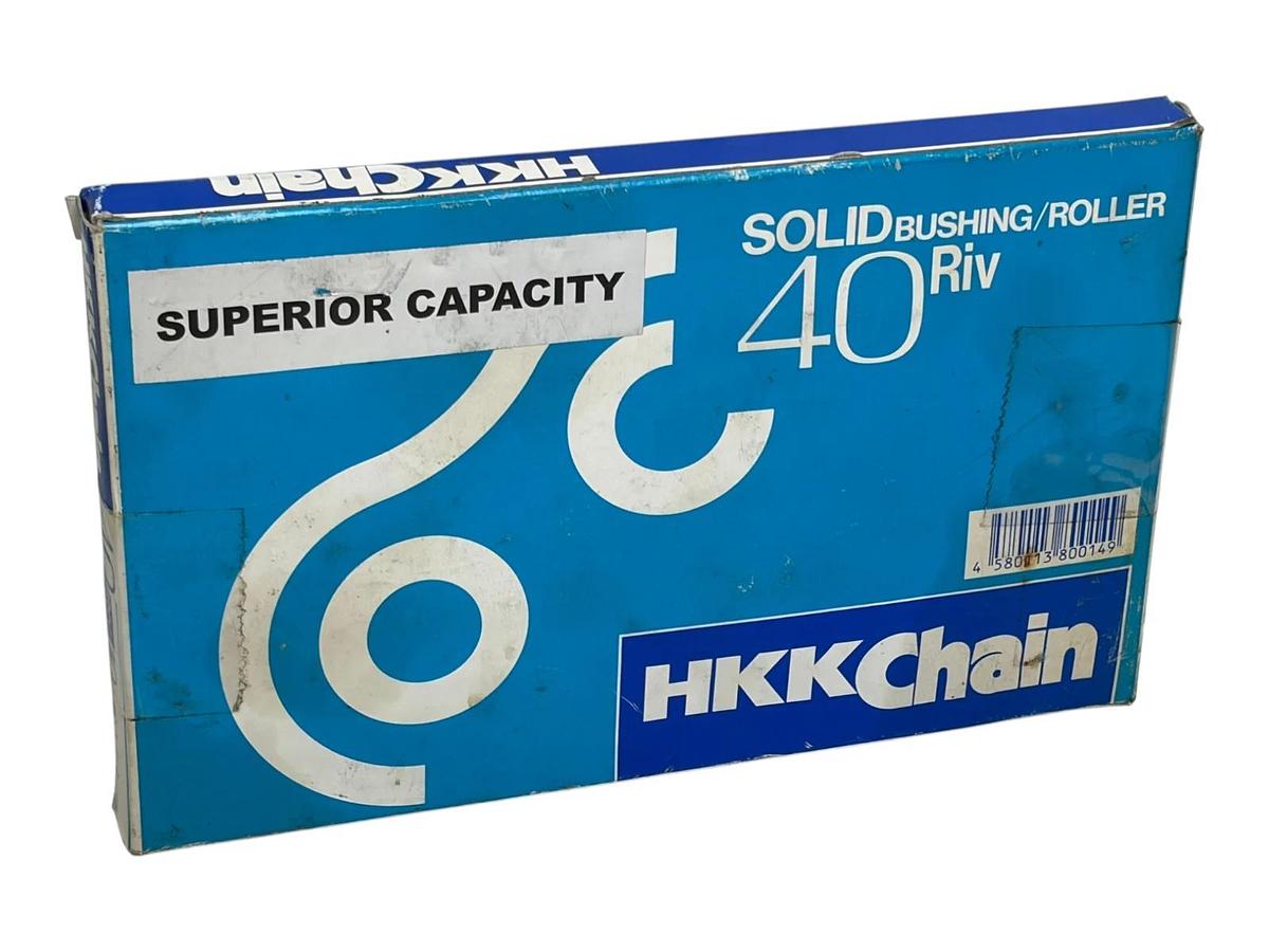HKK 40 Riveted Solid Bushing Roller Chain 10-Foot Box 240 Links - New Surplus