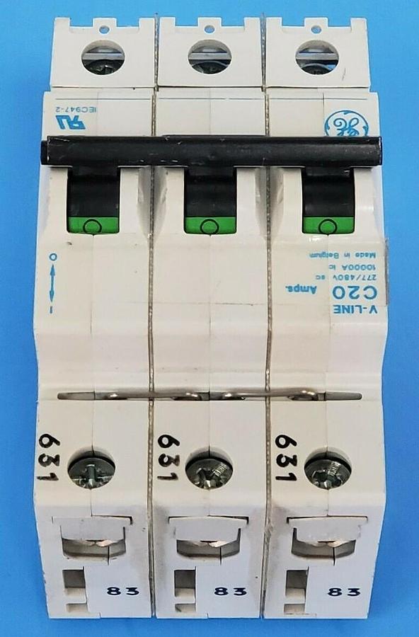 Used GENERAL ELECTRIC V07320 CIRCUIT BREAKER V-LINE 20AMP 3P 277/480V C-CURVE C20