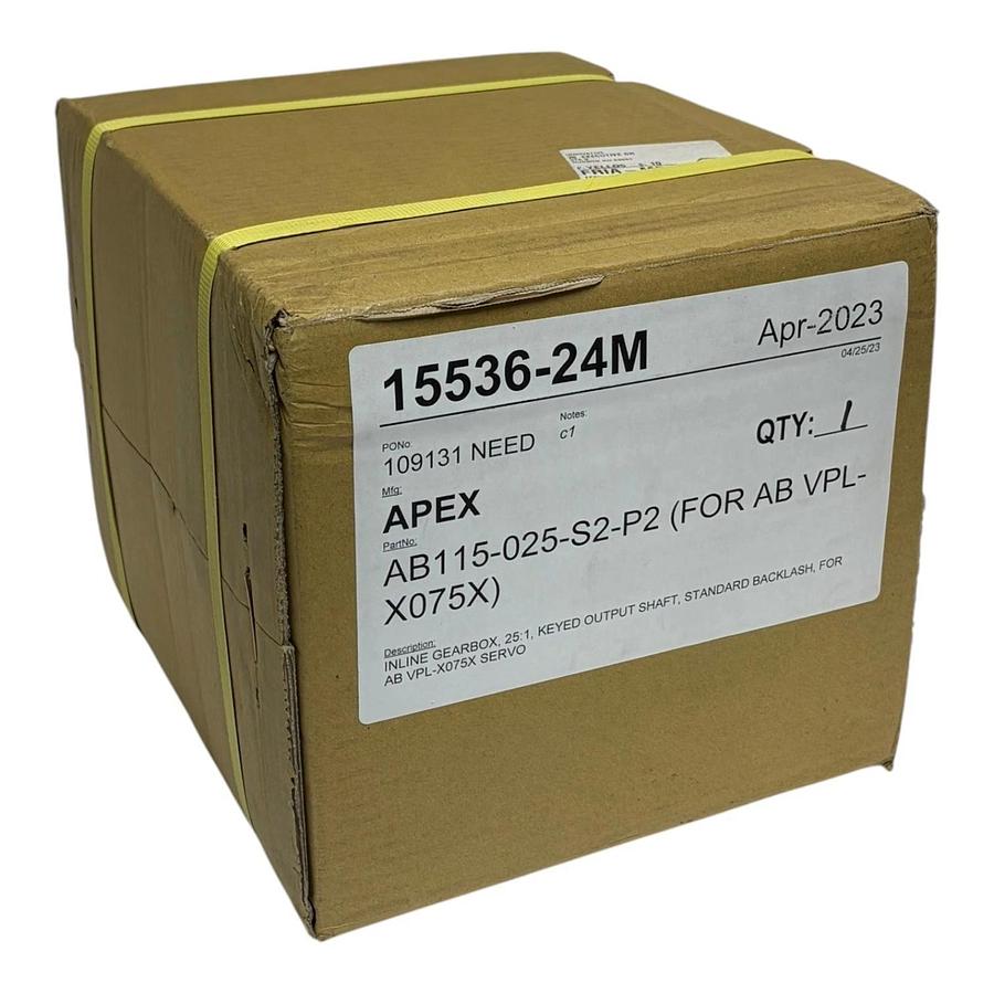 Used APEX Dynamics AB115-025-S2-P2 Inline Gearbox 25:1 for VPL-X075X Servo Motor NSMP
